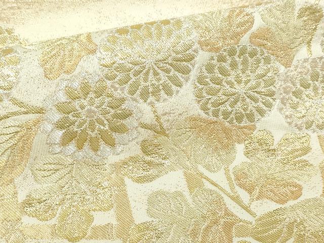 平和屋本店▼六通柄袋帯　九百錦　草花文　24金二重箔　正絹　逸品　DABI4538sf