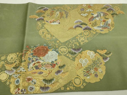 平和屋本店●西陣　長嶋成織物　ながしま帯　六通柄袋帯　唐織　名錦雪輪文　本金箔　瀞金錦　正絹　逸品　DABI4560sf