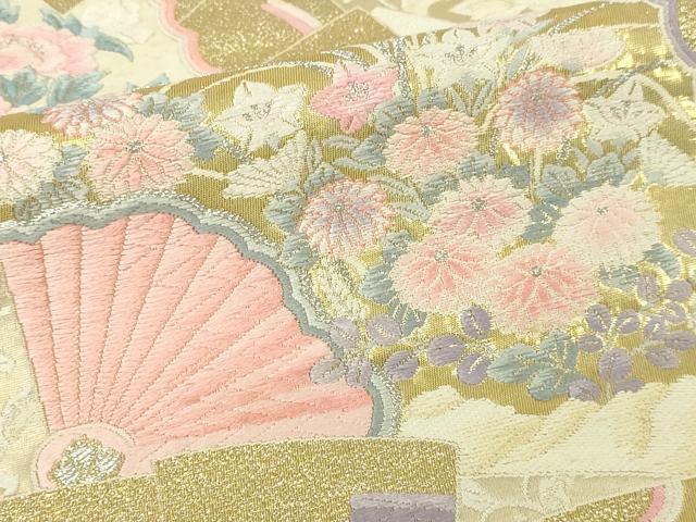 平和屋本店▼六通柄袋帯　唐織　九百錦　鳳凰扇面花文　しよう美　24金箔　正絹　逸品　DABI4563sf