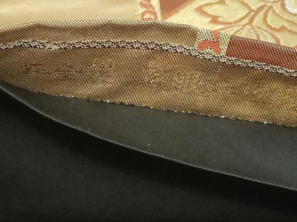 平和屋本店▼六通柄袋帯　象眼二重織　更紗花文　彫金　本金箔　正絹　逸品　DABI4565sf