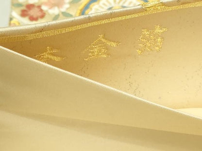 平和屋本店▼六通柄袋帯　唐織錦　鳳凰正倉院花文　本金箔　正絹　逸品　DABI4566sf