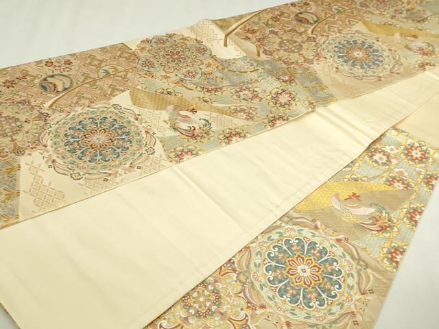 平和屋本店▼六通柄袋帯　唐織錦　鳳凰正倉院花文　本金箔　正絹　逸品　DABI4566sf