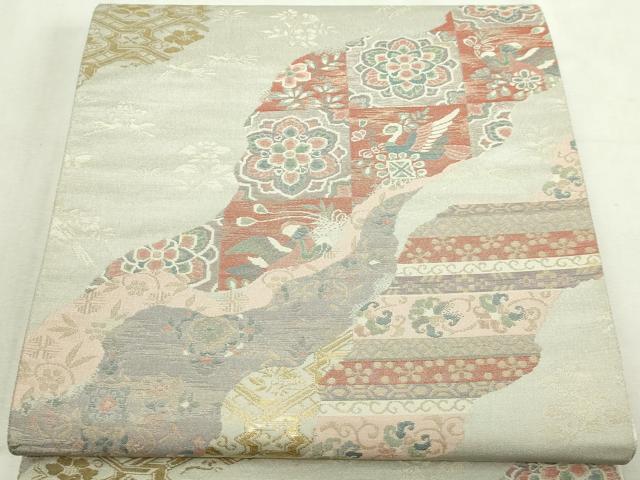 平和屋本店▼六通柄袋帯　正倉院　純金箔　正絹　逸品　DABI4567sf