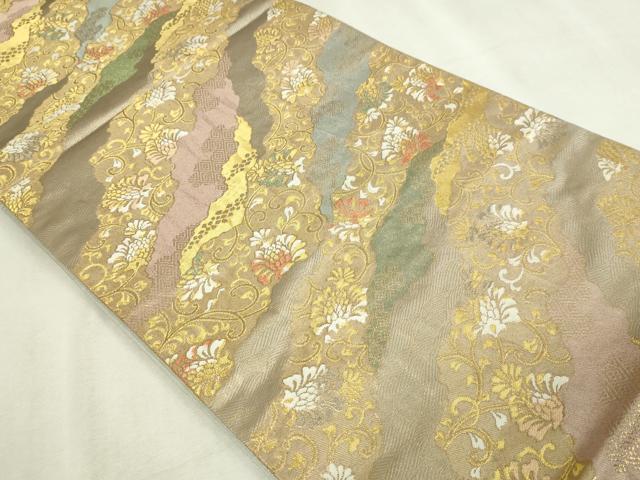 平和屋本店▼六通柄袋帯　更紗花文　本金　正絹　逸品　DABI4569sf