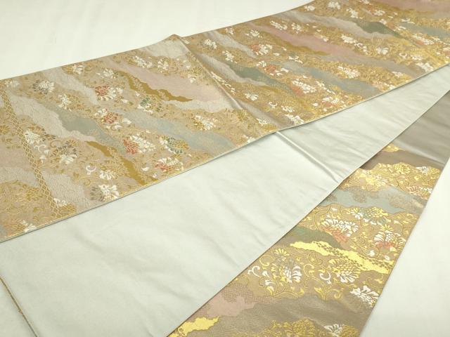 平和屋本店▼六通柄袋帯　更紗花文　本金　正絹　逸品　DABI4569sf