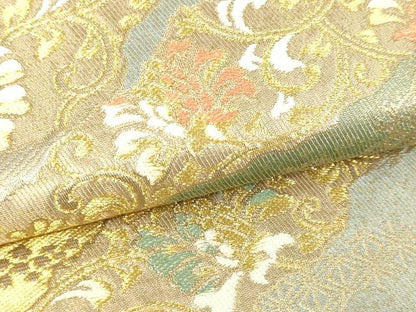 平和屋本店▼六通柄袋帯　更紗花文　本金　正絹　逸品　DABI4569sf