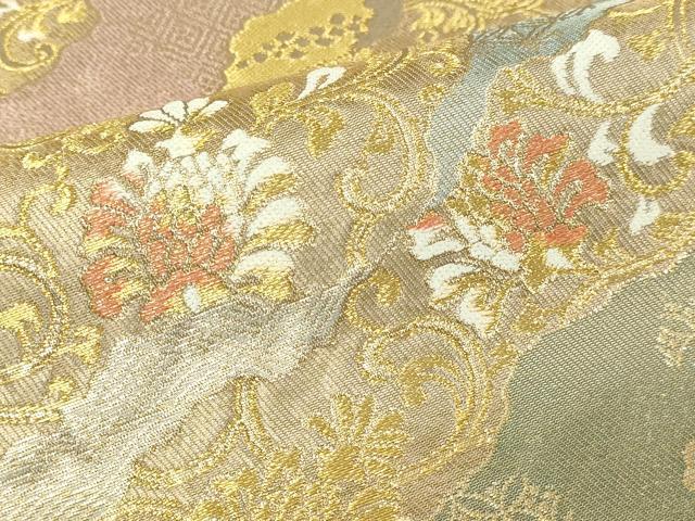 平和屋本店▼六通柄袋帯　更紗花文　本金　正絹　逸品　DABI4569sf