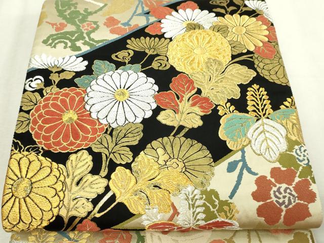 平和屋本店▼全通柄袋帯　唐織　高台寺蒔絵　本金箔　正絹　逸品　DABI4570sf