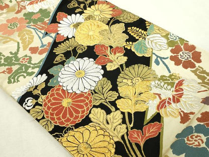 平和屋本店▼全通柄袋帯　唐織　高台寺蒔絵　本金箔　正絹　逸品　DABI4570sf