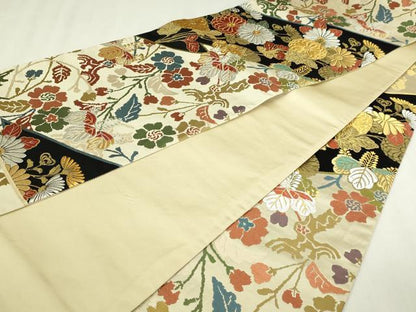 平和屋本店▼全通柄袋帯　唐織　高台寺蒔絵　本金箔　正絹　逸品　DABI4570sf