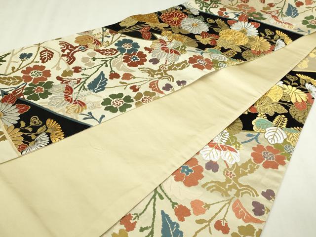 平和屋本店▼全通柄袋帯　唐織　高台寺蒔絵　本金箔　正絹　逸品　DABI4570sf