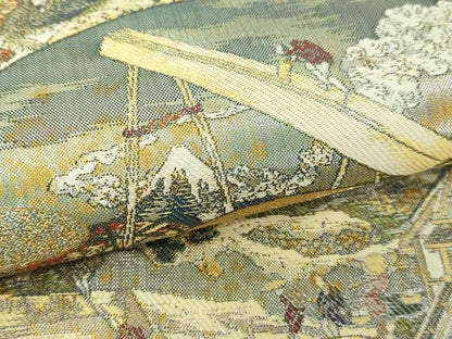平和屋本店▼全通全景柄袋帯　富嶽三十六景　全三景の参　本金箔　正絹　逸品　DABI4571sf