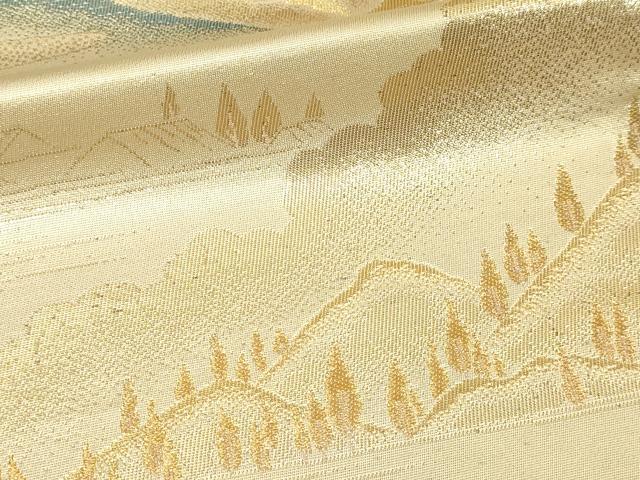 平和屋本店▼六通柄袋帯　夏冬山水図　純金二重箔　正絹　逸品　DABI4573sf
