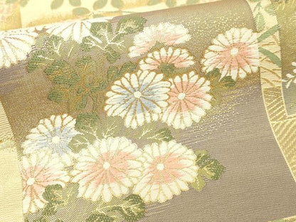 平和屋本店▼江戸琳派の創始的絵師　酒井抱一　両方向　全通柄袋帯　飛鶴草花文　春日石　本金箔　やまと誂製　正絹　逸品　DABI4574sf