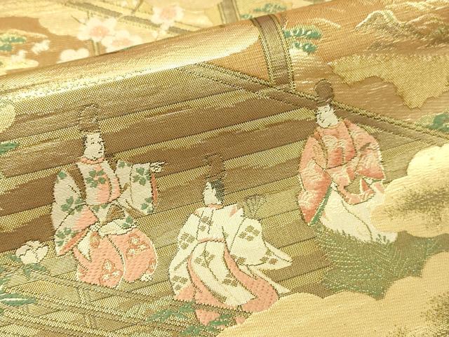 平和屋本店▼江戸琳派の創始的絵師　酒井抱一　両方向　全通柄袋帯　飛鶴草花文　春日石　本金箔　やまと誂製　正絹　逸品　DABI4574sf