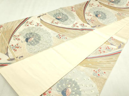 平和屋本店▼六通柄袋帯　唐織　九百錦　華孔雀紋　24Ｋ純金箔　正絹　逸品　DABI4577sf