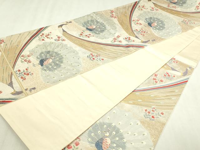 平和屋本店▼六通柄袋帯　唐織　九百錦　華孔雀紋　24Ｋ純金箔　正絹　逸品　DABI4577sf
