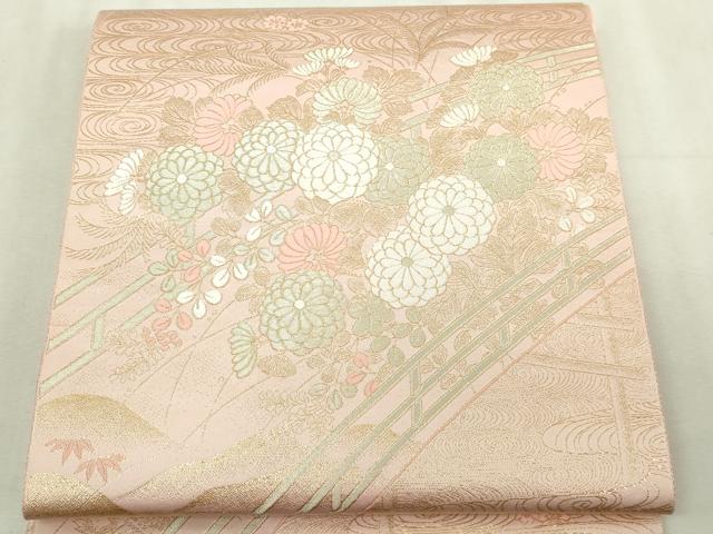 平和屋本店▼六通柄袋帯　蒔絵九百紋錦　本金箔　正絹　逸品　DABI4578sf