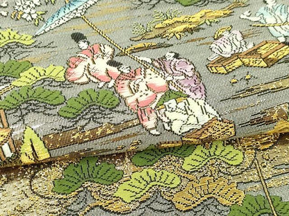 平和屋本店▼西陣　廣部商事謹製　全通柄袋帯　京洛祇園祭還幸絵巻　弐拾金箔使用　正絹　逸品　DABI4579sf　
