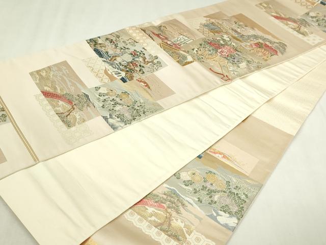 平和屋本店▼六通柄袋帯　唐織　九百錦　色紙花車文　純金箔24Ｋ　正絹　逸品　DABI4580sf