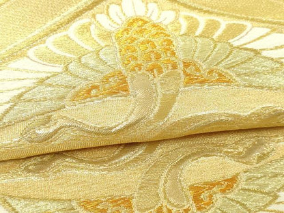 平和屋本店▼六通柄袋帯　双鶴花唐草文　24つづれ織　正絹　逸品　DABI4581sf