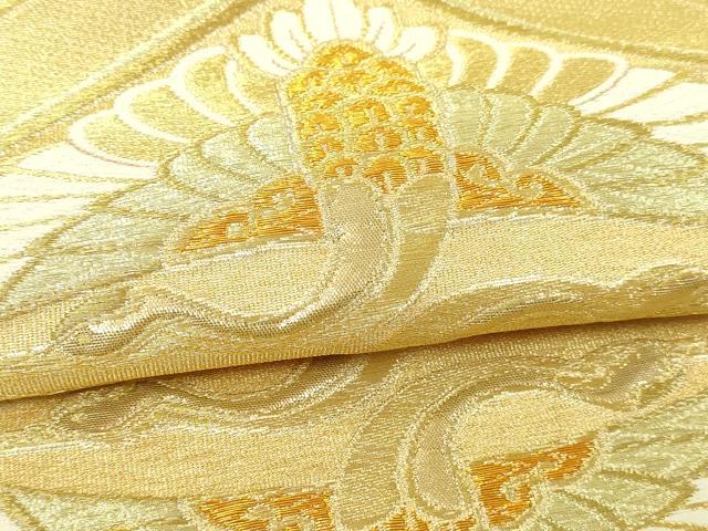 平和屋本店▼六通柄袋帯　双鶴花唐草文　24つづれ織　正絹　逸品　DABI4581sf