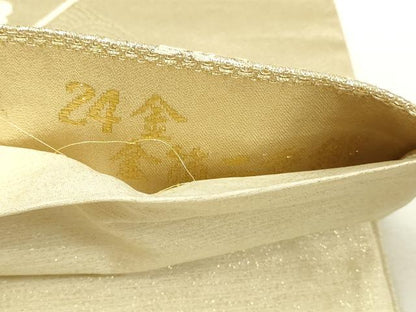 平和屋本店▼六通柄袋帯　花鳥文　24金　金箔二重織　正絹　逸品　DABI4583sf