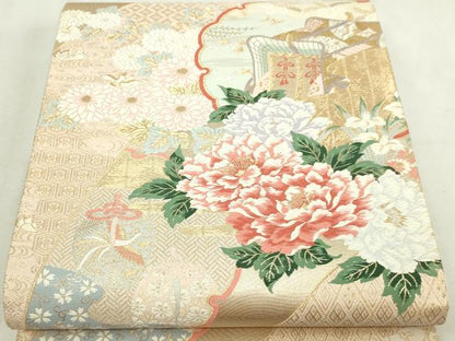 平和屋本店▼六通柄袋帯　唐織　束ね熨斗花文　純金二重箔　正絹　逸品　DABI4586sf