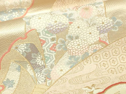 平和屋本店▼六通柄袋帯　唐織　束ね熨斗花文　純金二重箔　正絹　逸品　DABI4586sf