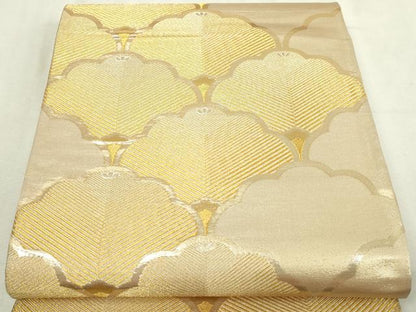 平和屋本店▼六通柄袋帯　松葉青海波文　本金二重箔　正絹　逸品　DABI4587sf