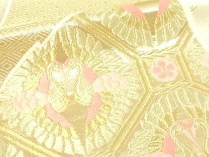 平和屋本店▼六通柄袋帯　唐織　琥珀緞子　本金箔24Ｋ　正絹　逸品　DABI4593sf