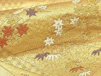 平和屋本店●西陣　長嶋成織物　ながしま帯　六通柄袋帯　扇面蒔絵散　本金箔　瀞金錦　正絹　逸品　DABI4596sf