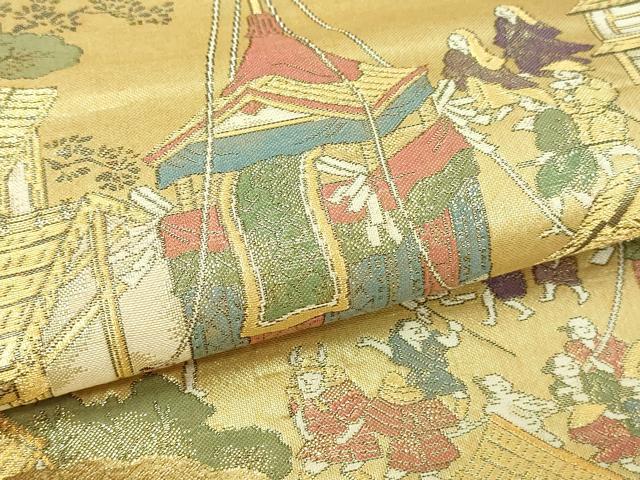 平和屋本店▼六通柄袋帯　祇園巡行図　本金箔　正絹　逸品　DABI4597sf