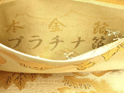 平和屋本店▼両方向両面　全通柄袋帯　源氏物語　本金箔プラチナ箔　反端付き　正絹　逸品　DABI4599sf