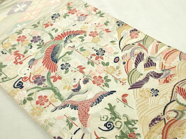 平和屋本店▼六通柄袋帯　唐織　九百錦　立波花鳥文　純金箔24Ｋ　正絹　逸品　DABI4601sf
