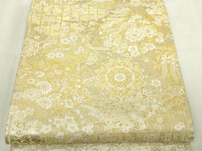 平和屋本店▼六通柄袋帯　正倉院花文　本金重ね箔　正絹　逸品　DABI4603sf