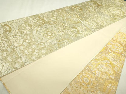 平和屋本店▼六通柄袋帯　正倉院花文　本金重ね箔　正絹　逸品　DABI4603sf