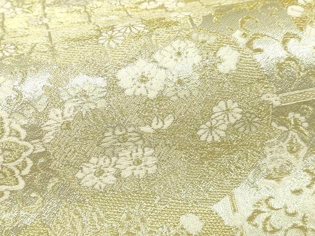 平和屋本店▼六通柄袋帯　正倉院花文　本金重ね箔　正絹　逸品　DABI4603sf
