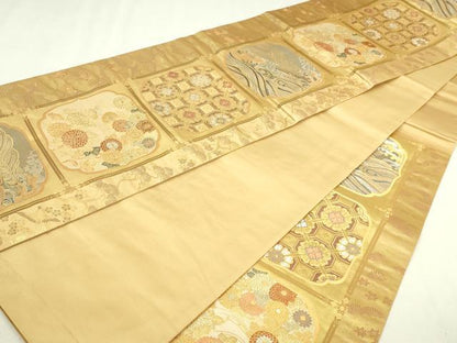 平和屋本店▼六通柄袋帯　格天井藤絵紋　本金箔　正絹　逸品　DABI4607sf