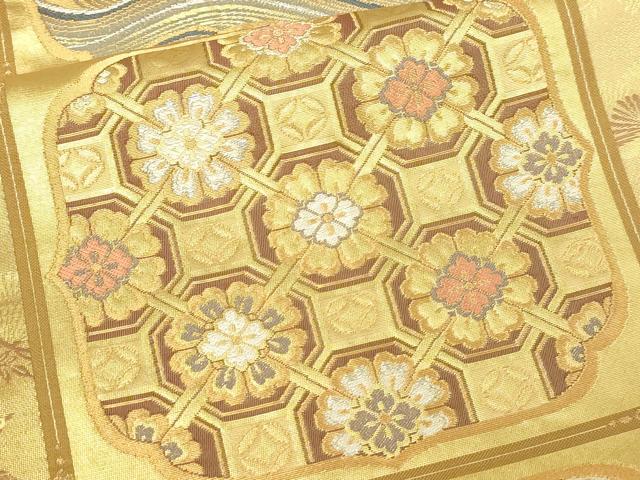 平和屋本店▼六通柄袋帯　格天井藤絵紋　本金箔　正絹　逸品　DABI4607sf