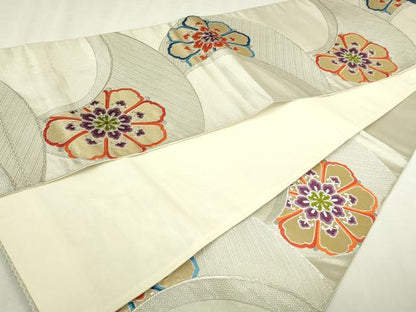 平和屋本店▼六通柄袋帯　唐織　正倉院花文　24Ｋ金箔二重織　正絹　逸品　DABI4608sf