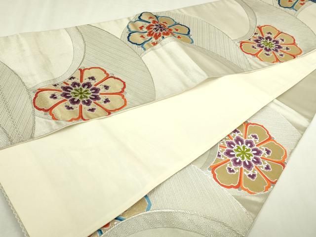 平和屋本店▼六通柄袋帯　唐織　正倉院花文　24Ｋ金箔二重織　正絹　逸品　DABI4608sf