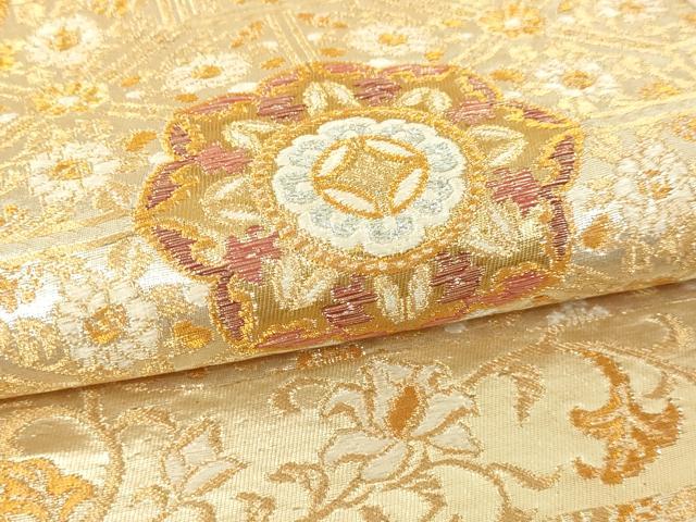 平和屋本店▼六通柄袋帯　正倉院花文　純金二重箔　正絹　逸品　DABI4611sf
