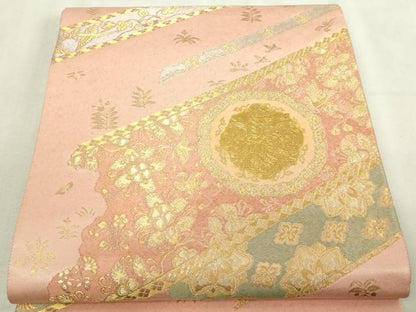 平和屋本店▼六通柄袋帯　花鳥文　純金厚板　大丸謹製　正絹　逸品　DABI4615sf
