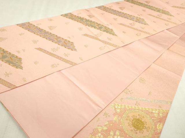 平和屋本店▼六通柄袋帯　花鳥文　純金厚板　大丸謹製　正絹　逸品　DABI4615sf
