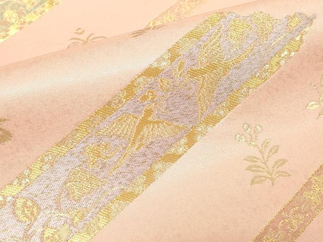 平和屋本店▼六通柄袋帯　花鳥文　純金厚板　大丸謹製　正絹　逸品　DABI4615sf