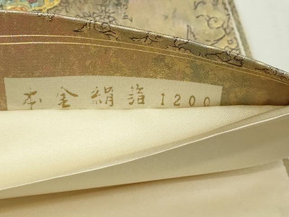 平和屋本店▼六通柄袋帯　東方更紗丸文　本金絹箔1200　正絹　逸品　DABI4616sf
