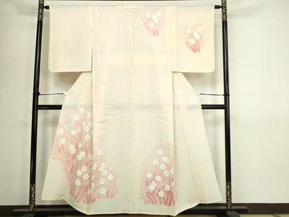 平和屋着物▽訪問着　単衣　枝花文　正絹　逸品　DABI4618sf