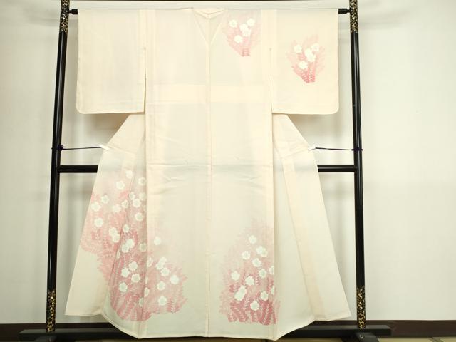 平和屋着物▽訪問着　単衣　枝花文　正絹　逸品　DABI4618sf