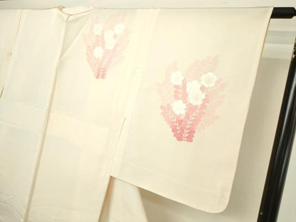 平和屋着物▽訪問着　単衣　枝花文　正絹　逸品　DABI4618sf